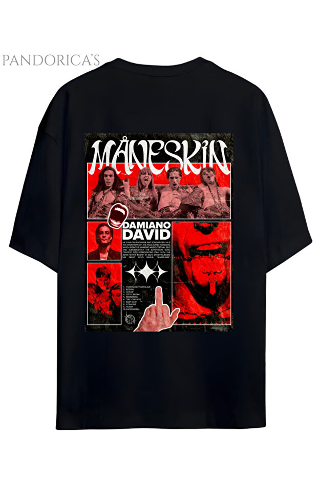 Maneski̇n Design Series Unisex T-Shirt with Damieno David Writing on the Back Printed