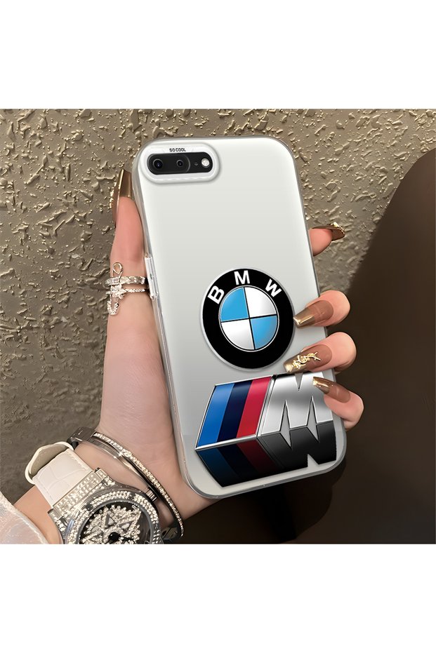 iPhone 8 Plus Compatible Silicone Edge Hard Back Anti-Fall Phone Case Bmw Patterned