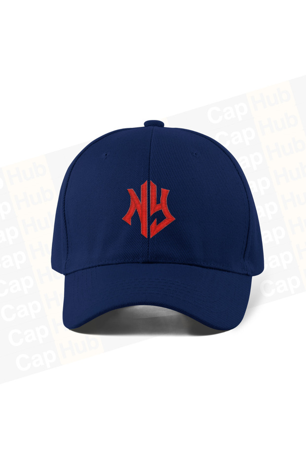 Embroidered Baseball Cap - Navy Blue Color 100% Cotton Gabardine Unisex Model Hat