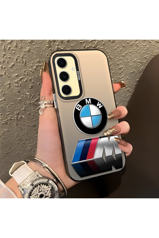 Samsung Galaxy S24 Fe Compatible Silicone Edge Hard Back Anti-Fall Phone Case Bmw Patterned