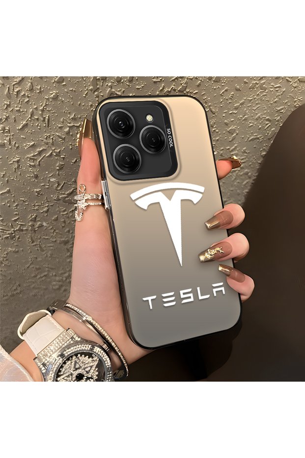 Tecno Spark 20 Pro Compatible Silicone Edge Hard Back Anti-Fall Phone Case Tesla Patterned