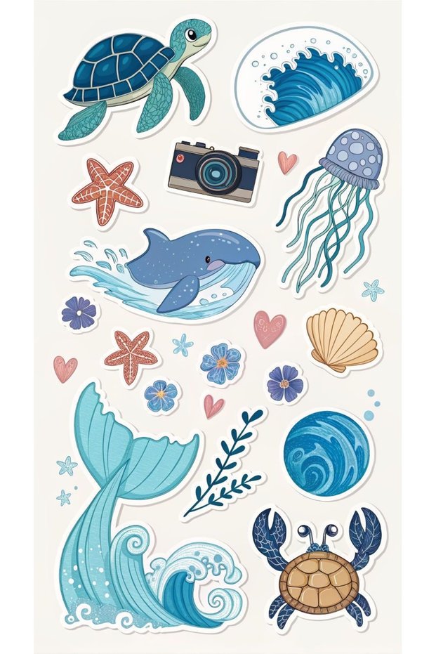 Ocean Dream – Set of 10 Cute Sea Stickers
