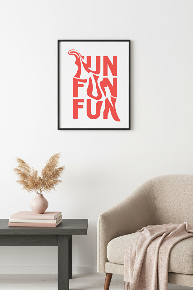 Black Wooden Framed Retro Painting - Graphic Lettering Figure Patterned |   Huhu2838 - Single Table Black Frame