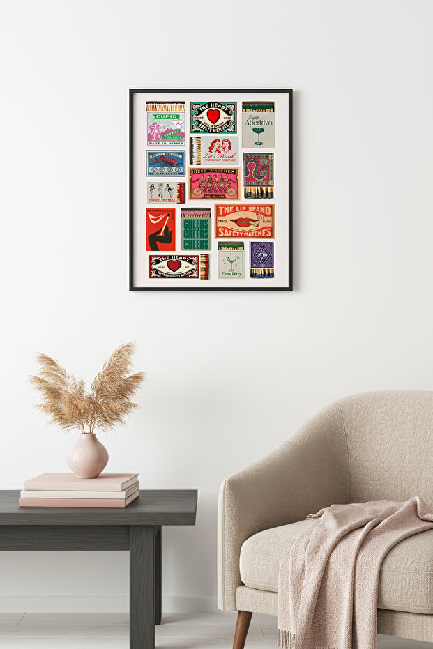 Black Wooden Framed Retro Painting - Vintage Party Themed | Huhu2430 - Single Table Black Frame