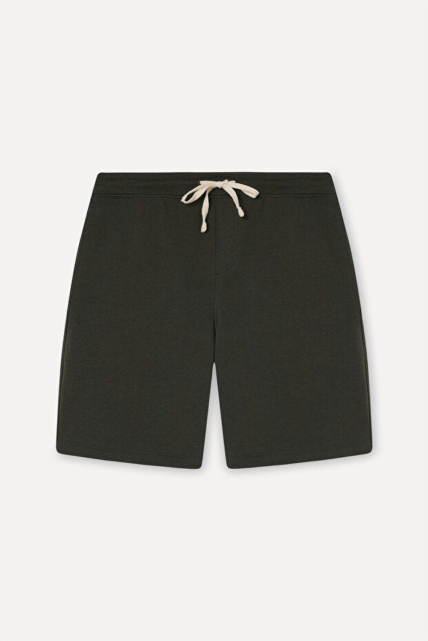 Men's Black Straight Fit Tie-Waist Shorts