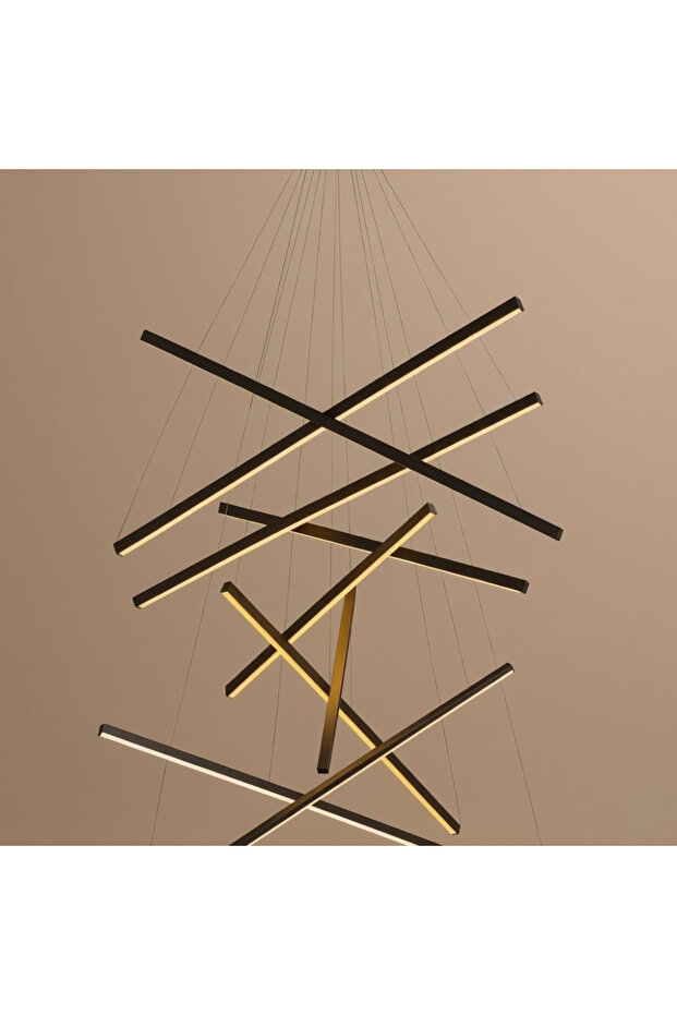 Pali Modern Pali Linear LED Chandelier – Adjustable Geometric Hanging Pendant Light in Matte Black Finish