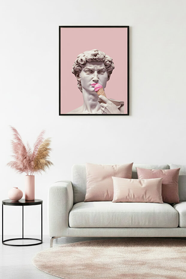 Minimal White Painting with Natural Wood Frame - Art | Huhu1761