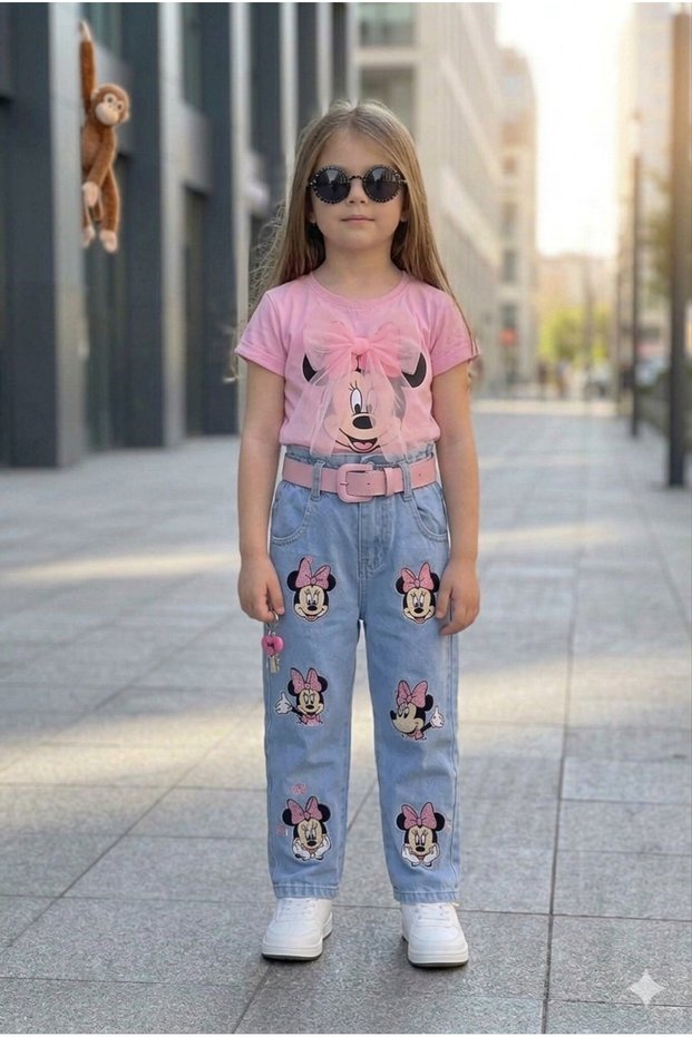 Girl's Minnie Mouse Themed Jeans T-Shirt with Gift