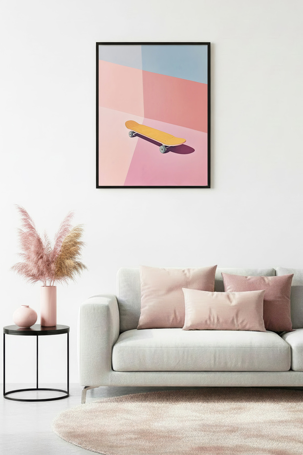 Natural Wood Framed Minimal Patterned Painting - Natural Tones | Huhu1878