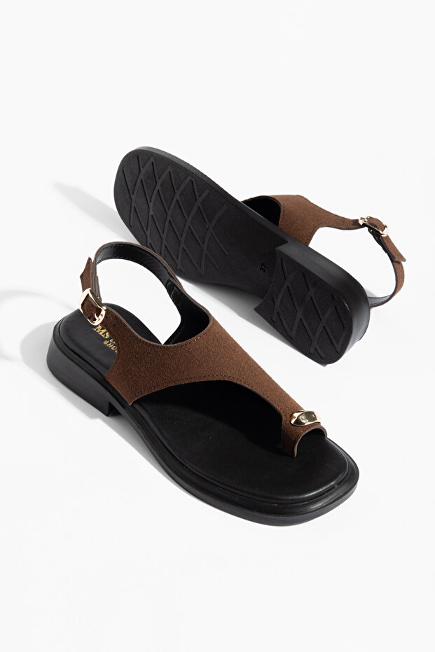 Women's Gold Buckle Flip-Flop Casual Sandals