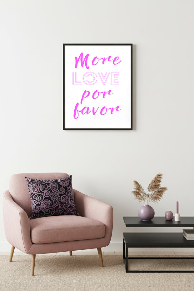Natural Wood Framed Retro Painting - Pink Script Text Quote | Huhu2794
