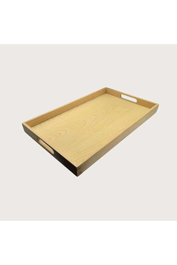 Handcrafted Wooden Serving Tray, Natural Finish, with Handles, 60 x 40 cm