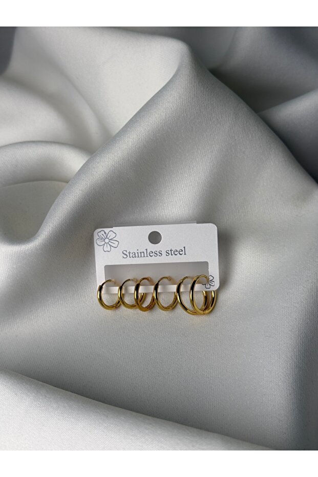 Steel Earrings with Multiple Ring Detail