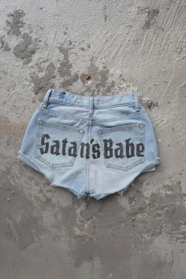 Blue Satan's Babe Stoned Y2K Mini Shorts