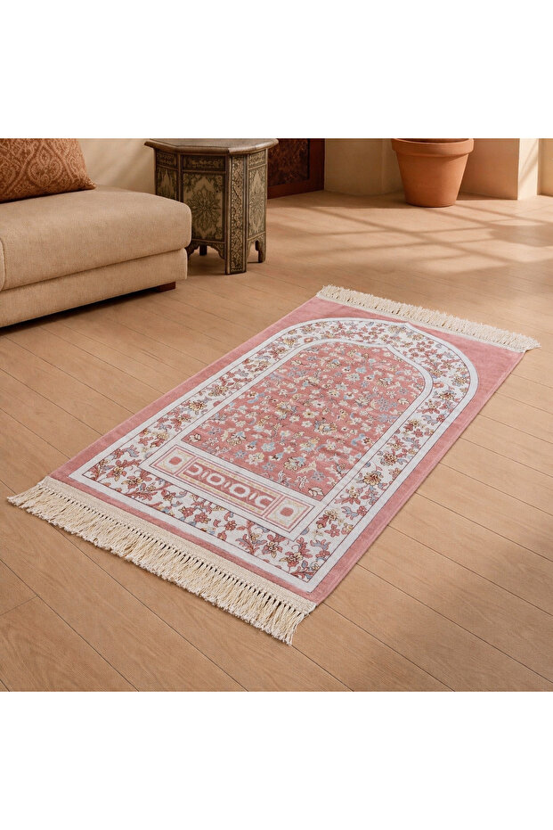 Luxury Soft Prayer Mat Floral Design Non-Slip Seccade Carpet