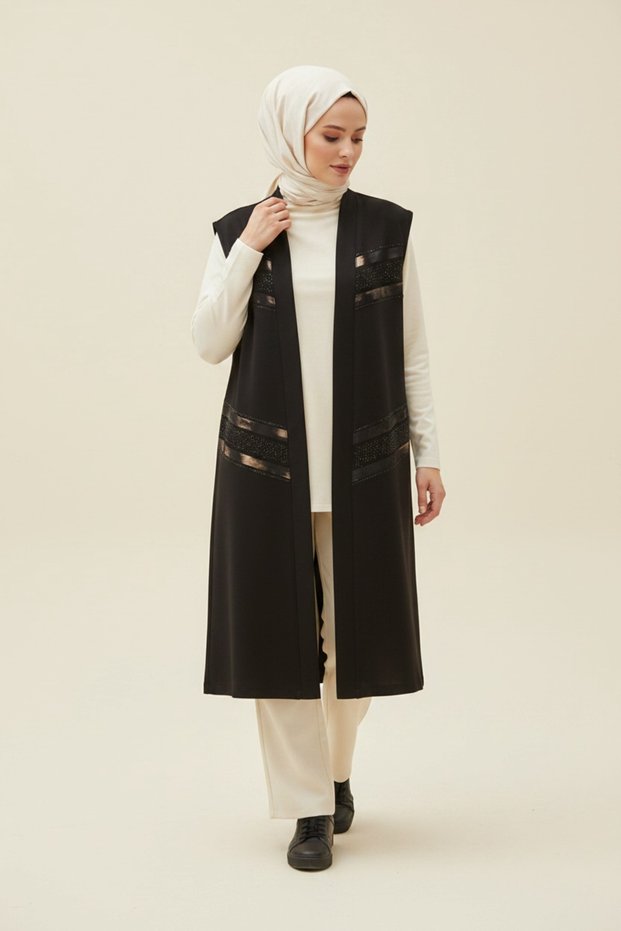Women's Open-Front Patterned Long Sports Vest