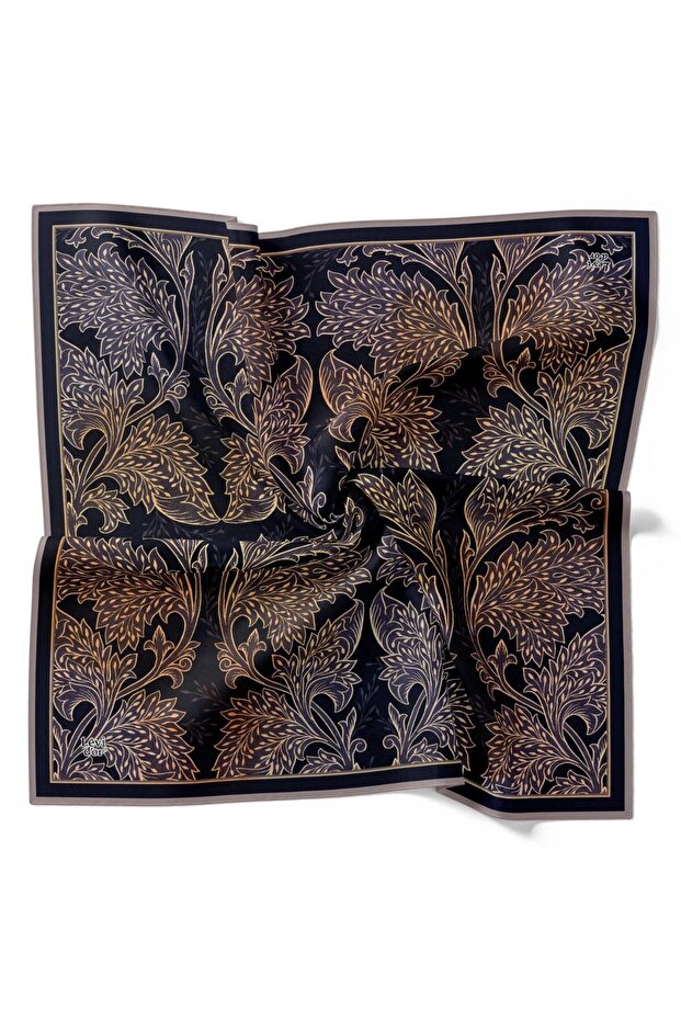 Ethnic Chinoiserie Leaf Pattern Sparkling Crystal Scarf