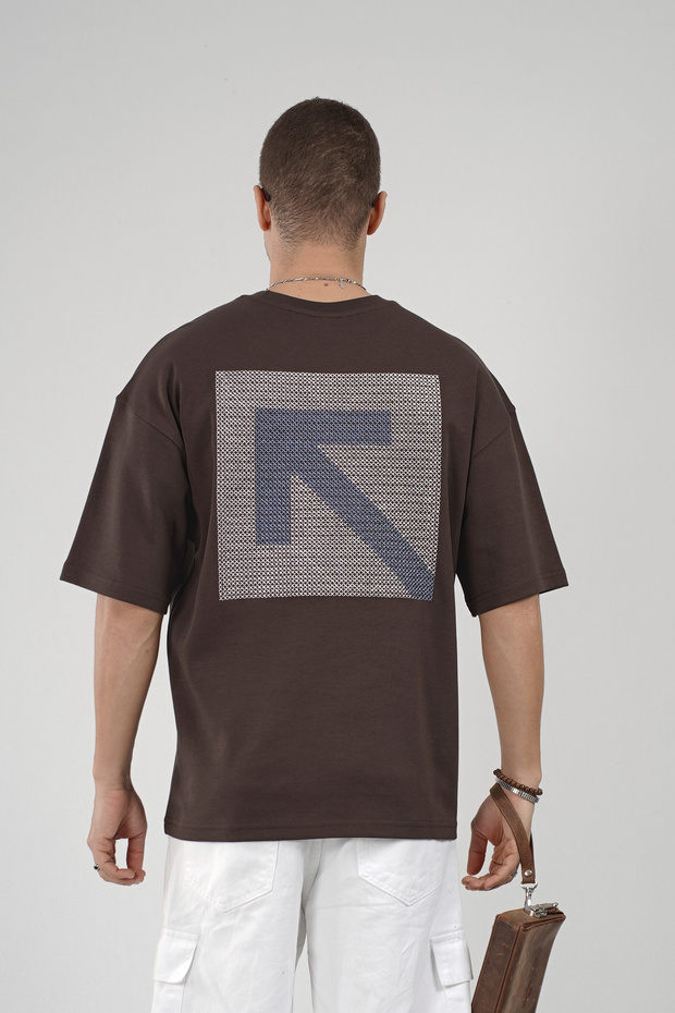 Trend Biz Oversize Mesh Embroidered Printed Men's T-Shirt