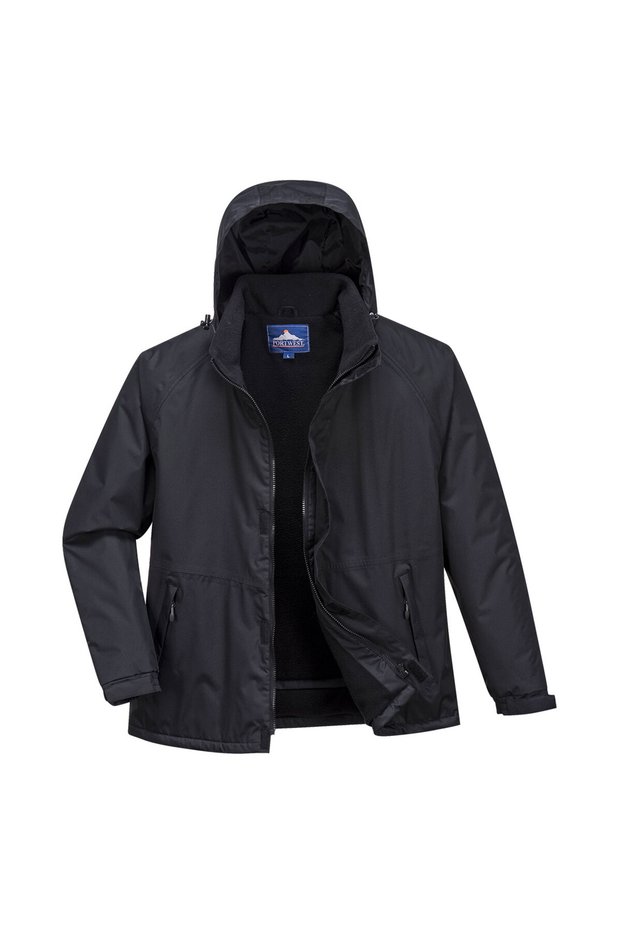 Work jacket, liquid-resistant, for rain, black