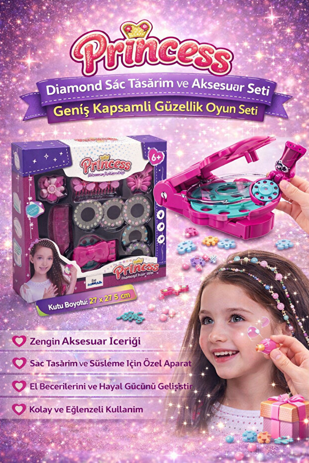 Princess Diamond Hair Design and Accessory Set Wide Range Beauty Play Set