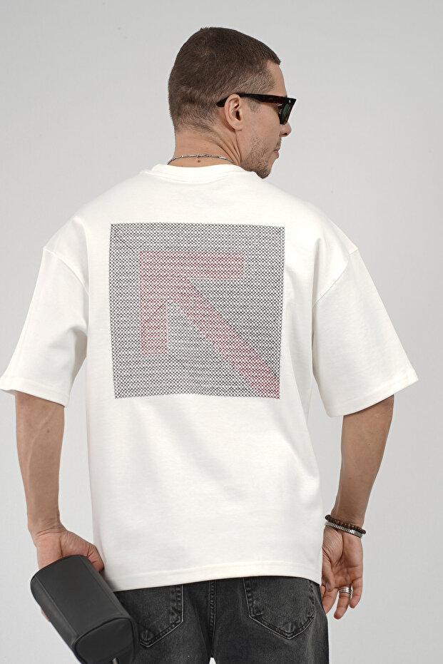 Trend Biz Oversize Mesh Embroidered Printed Men's T-Shirt