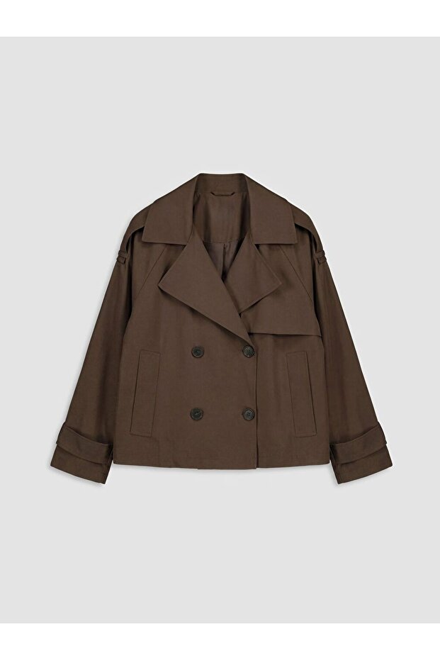 Lcwaikiki Classic Double-Breasted Collar Oversize Women's Trench Coat