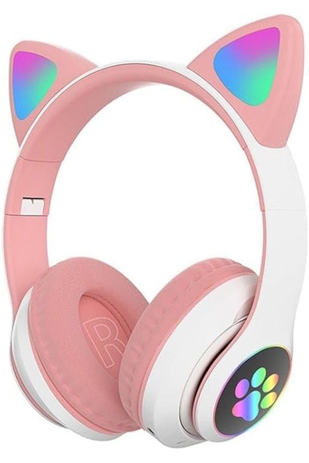 سماعات رأس لاسلكية على شكل أذن قطة وسماعات أذن بلوتوث