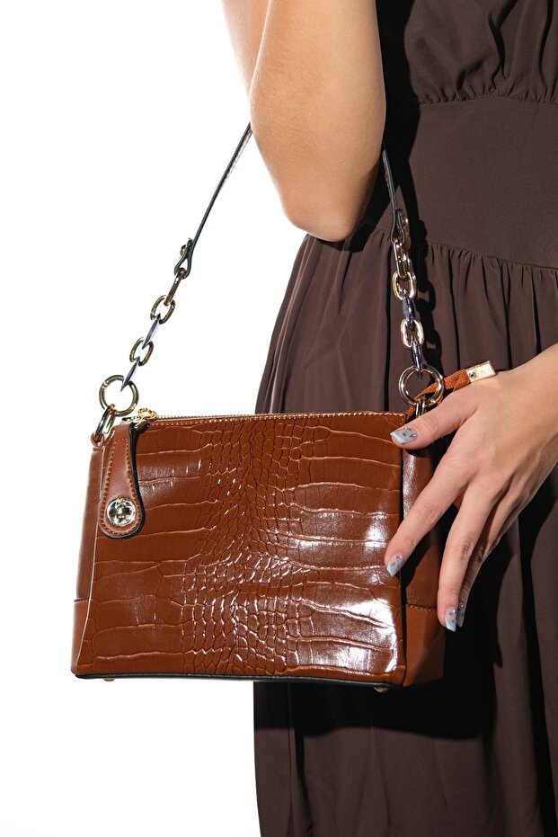 1496 Tan Print Women's Shoulder Bag