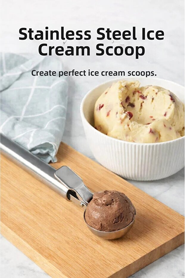Stainless Steel Ice Cream Scoop & Cookie Scoop Durable Ergonomic