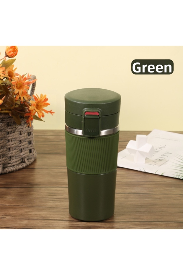 Digital Graduated Smart Steel Thermos - 500ml Leak-Proof Coffee Mug with Locking Lid