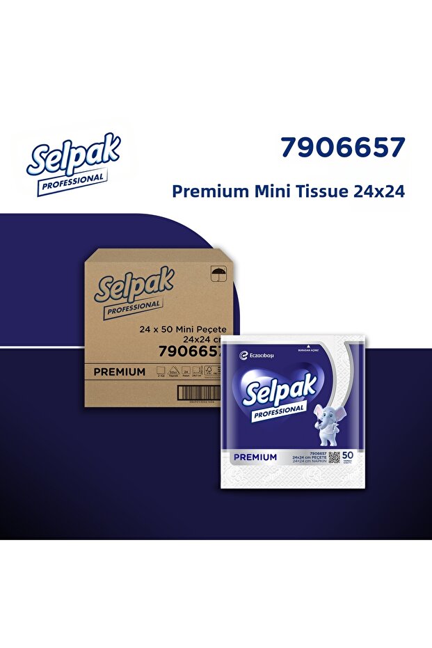 Professional Premium 24X24 cm 50-Pack Mini Napkins X 24 Pieces