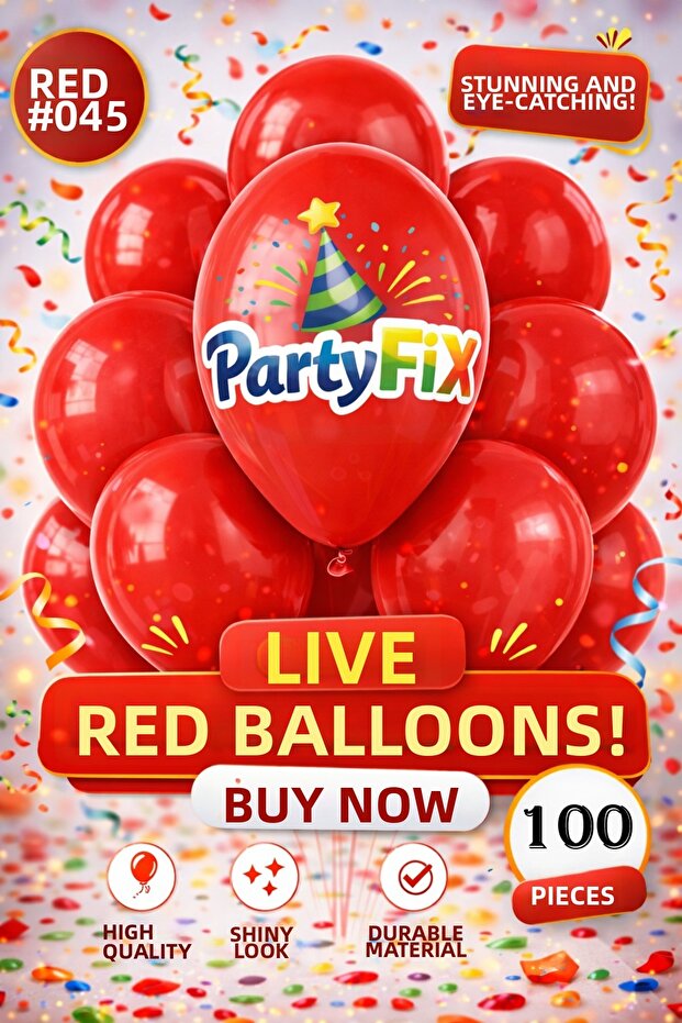 100 Red Premium Latex Balloons | Durable Organization Balloon