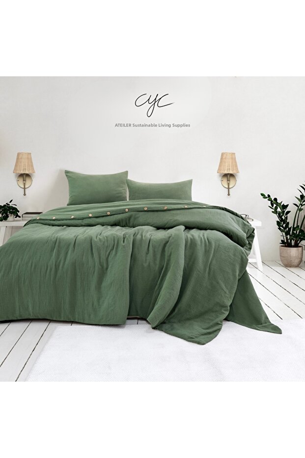 100% Organic Cotton Muslin Anti-Sweat Pillow Pcs Single Duvet Cover Set - Oeko-Tex Certified