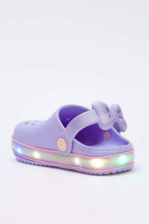 Lila Işıklı Fiyonklu Detaylı Hafif Taban Küçük Kız Çocuk Kids Eva Sandalet Terlik TAKSS25SD00045 - 8