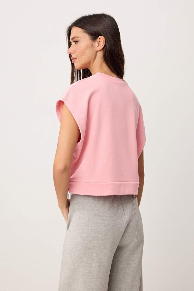 Pembe Regular/Normal Kalıp Kolsuz Kalın Örme Bluz TWOSS26BZ00836 - 4