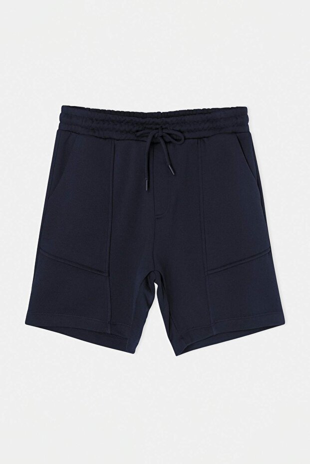 Lacivert Regular Fit Parça Dikişli Örme Şort & Bermuda TMNSS26SR00020 - 5