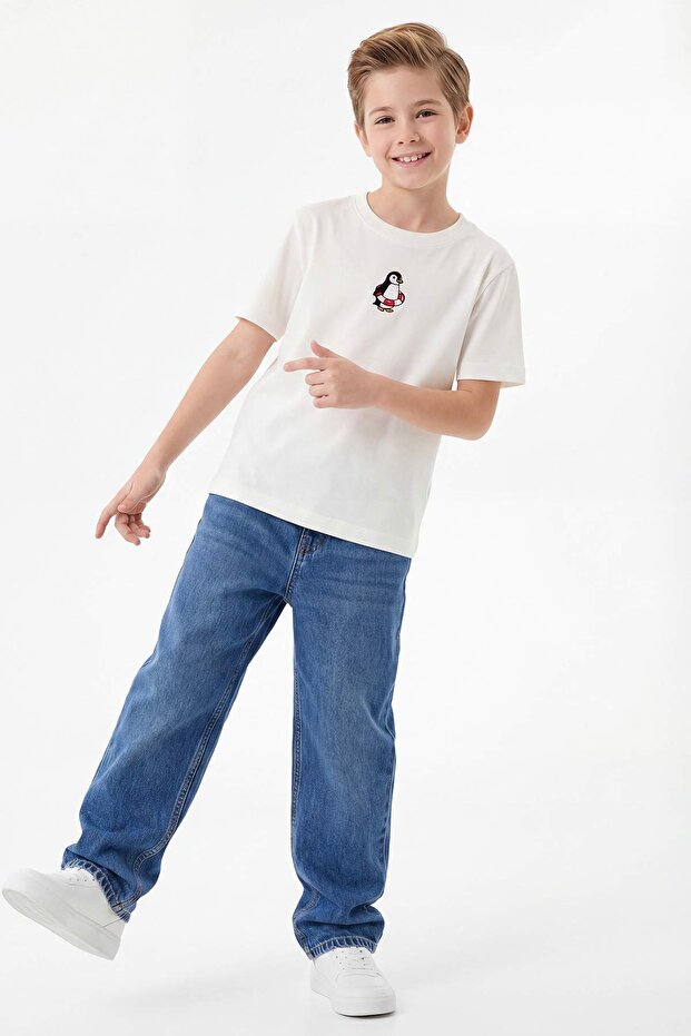 Ekru-Kırmızı 2'li Düz Örme 23 Nisan T-Shirt TKDSS26TS00009 - 2