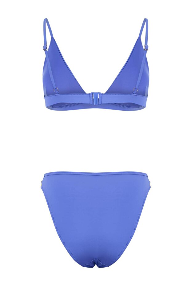 Saks Üçgen Kaplı Aksesuar Detaylı Regular Bikini Takımı TBESS26BT00106 - 6