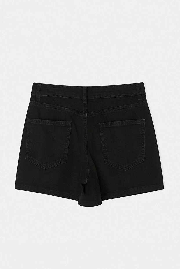 Siyah Yüksek Bel %100 Pamuk Denim City Şort TWOSS26SR00050 - 6