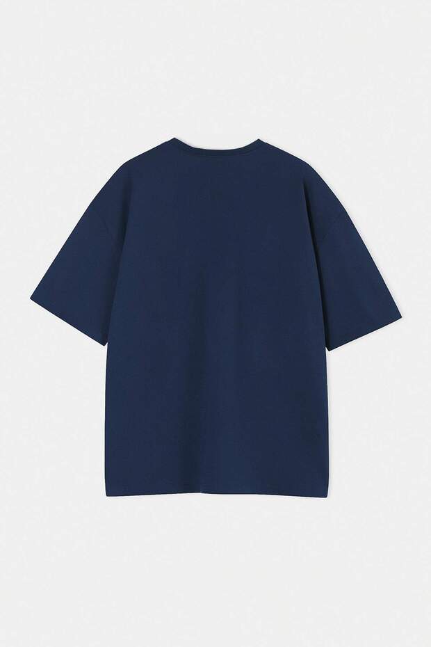 Büyük Beden Lacivert- Siyah-Beyaz 3 lü Paket  Oversize %100 Pamuk T-shirt TMNSS26BF00005 - 18