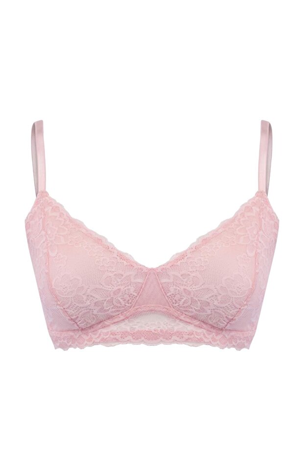 Pembe Dantel Balensiz Kapsız Askılı Bralette Örme Sütyen THMAW26SU00000 - 4