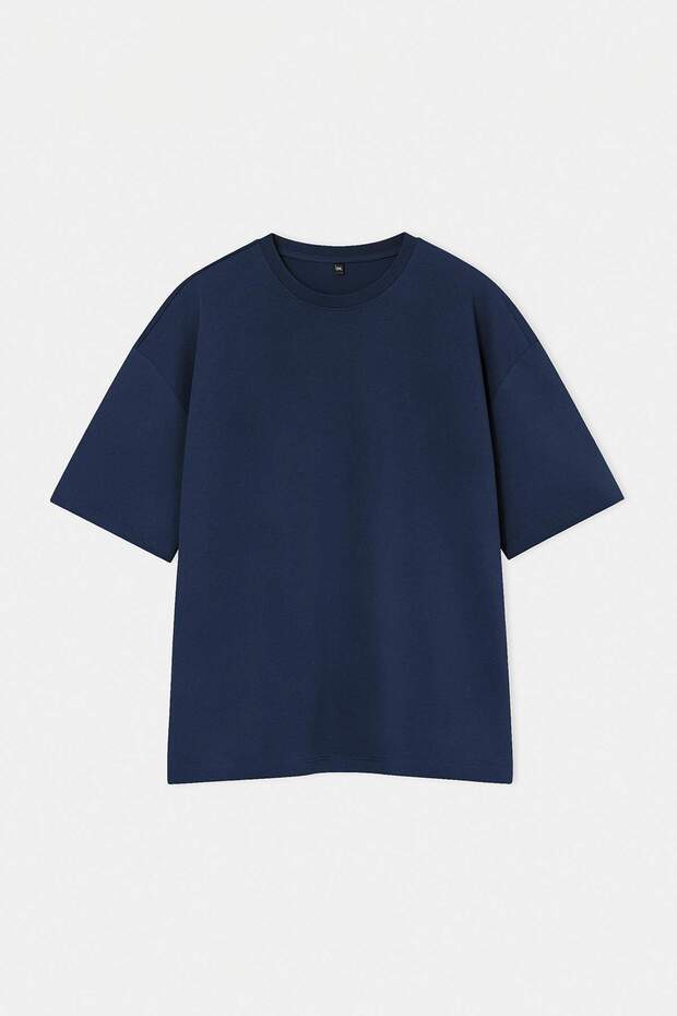 Büyük Beden Lacivert- Siyah-Beyaz 3 lü Paket  Oversize %100 Pamuk T-shirt TMNSS26BF00005 - 17
