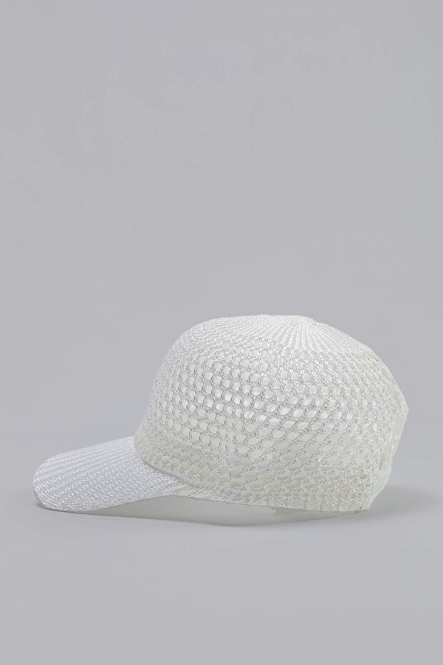 Weißer gestrickter glänzender Glitzer-Damenhut TAKSS26SP00009 - 3