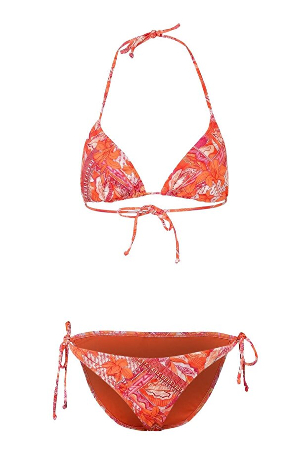 Etnik Desenli Üçgen Kaplı Düşük Bel Regular Bikini Takımı TBESS26BT00145 - 4