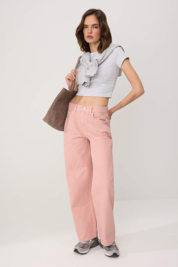 Pembe Yüksek Bel Barrel Jeans TWOSS26JE00246