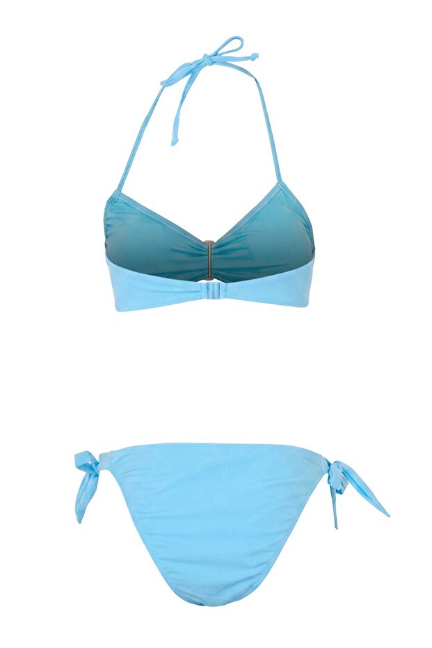 Turkuaz Straplez Kaplı Aksesuar Detaylı Normal Bel Brazilian Bikini Takımı TBESS26BT00065 - 6