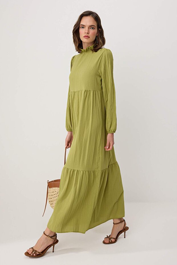 Khaki Beltless Unlined Plain Woven Dress&Jumpsuit Crinkle Hijab Dress Tctss22Eb00171