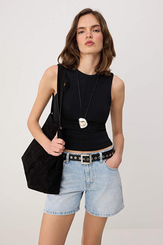 Açık Mavi Normal Bel City Boy Denim Şort TWOSS26SR00247 - 2