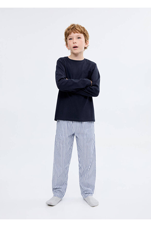 Gestreiftes langes Pyjama-Set - 2