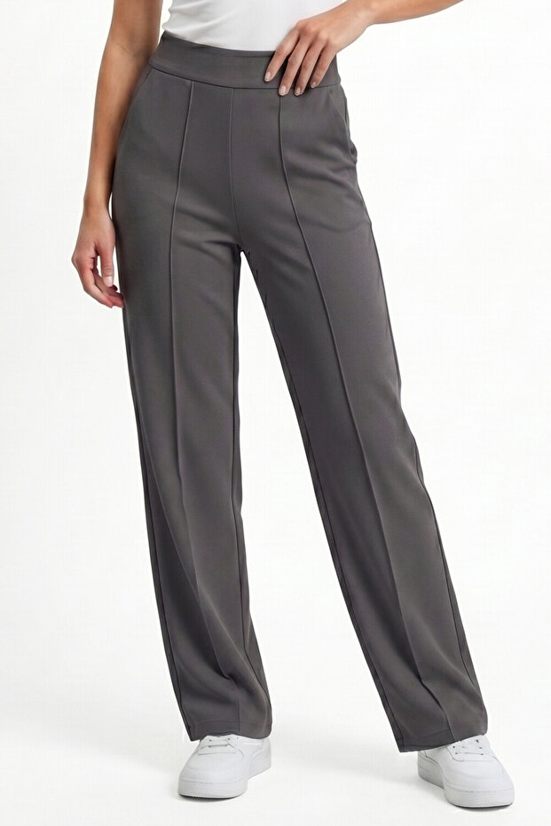 High Waist Palazzo Trousers Wide Leg - Anthracite